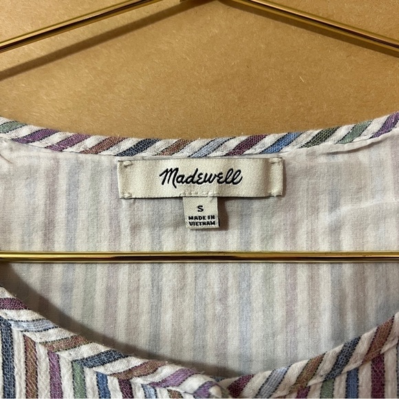 Madewell | Striped Crewneck Button Front Tiered Mini Dress Popover Size S - Picture 3 of 14